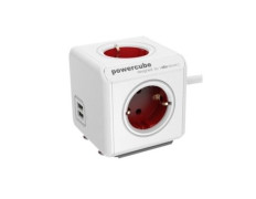 REGLETA POWERCUBE ORIGINAL 2 USB + 4 TOMAS CORRIENTE con 1.5m cable y soporte - Color White/Red
