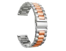 Correa Universal Metal Eslabones Dual 20mm para Smartwatch Xiaomi/Amazfit/Samsung/Huawei/Realme/Ticwatch - Rosa