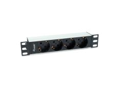 Regleta de Alimentación para Rack 10" 1U Aluminio - 4 Tomas Schuko Euro - Cable 1.5m