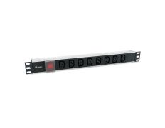Tomas tipo IEC C13 con interruptor - Regleta Alimentación Aluminio Rack 19" 1U - 8 tomas - Cable 1.8m