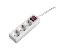 REGLETA HAMA: Alimentación con 3 tomas y interruptor, 1,4m - Color Blanco