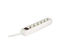 REGLETA HAMA DE ALIMENTACIÓN CON INTERRUPTOR, 6 TOMAS, 1,4m - COLOR BLANCA