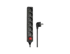 REGLETA HAMA DE ALIMENTACIÓN CON 6 TOMAS INTERRUPTOR 1,4m NEGRA