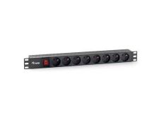 Regleta de Alimentación Rack 19" 1U 8 Tomas Modelo Francés con Interruptor - Marca Equip