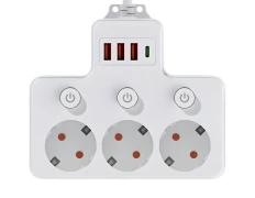Regleta de enchufes con interruptores individuales - 6 tomas