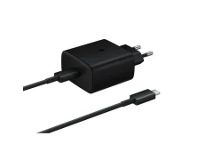 Samsung - Cable USB Tipo-C 45W Carga Súper Rápida Negro con Cargador de Pared