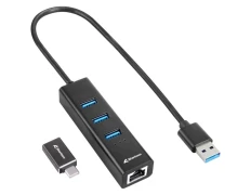 Concentrador Sharkoon HUB USB 3.2 Alluminium + RJ45 y USB Tipo C Negro