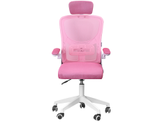 Silla Ergonómica Mars Gaming Rosa y Blanco - Reposacabezas - Malla Transpirable