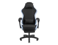 Silla Gamer Mars Gaming MGCXFGRBL Negra y Azul Reclinable Reposabrazos Ajustable Reposapiés Cojines