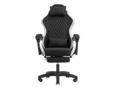 SILLA GAMER MARS GAMING NEGRA Y BLANCA RECLINABLE REPOSABRAZO AJUSTABLE REPOSAPIES COJINES