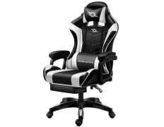 Silla Gaming PowerGaming con Reposapiés - Negro/Blanco