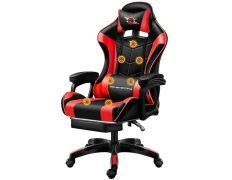Silla Gaming PowerGaming con Masaje en 7 puntos Rojo/Negro - Reposapiés