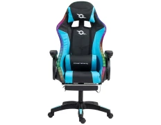 Silla PowerGaming LED RGB con Reposapiés en Negro y Azul