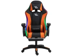 PowerGaming Silla LED RGB con Reposapiés - Negro y Naranja