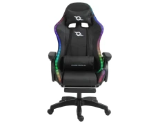 PowerGaming Silla LED RGB con Altavoz, Masaje y Reposapiés en Negro