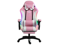 PowerGaming Silla LED RGB Blanco+Rosa con Reposapiés