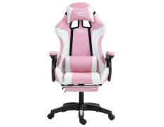Silla PowerGaming Reposapiés Blanco+Rosa