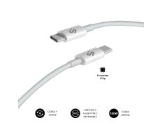 CABLE PLUS 100W USB-C/USB-C BLANCO 1 M - SUBBLIM