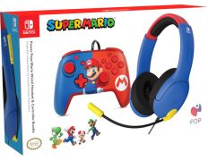 PDP POWER POSE SUPER MARIO BROS WIRED HEADSET LVL40 +CONTROLLER ( SWITCH 2 / LITE / OLED )