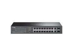 SWITCH SEMIGESTIONABLE TP-LINK OMADA ES220GP GIGABIT - 16 PUERTOS POE+ - 2 RJ45 - 2 SFP - 150W - RACK FANLESS