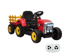 Tractor Ceres con remolque 12V Rojo para niños - Coche eléctrico