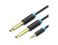 Cable de Audio Estéreo Vention 5M Negro Jack 3.5/M 2xJack 6.5/M