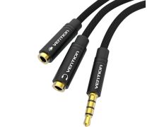CABLE DE AUDIO ESTÉREO VENTION JACK 3.5/M 2xJACK 2.5/H 0.3 M NEGRO