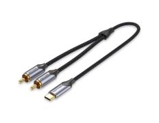 CONVERSOR 2xRCA/M USB-C/M 3 M GRIS VENTION - Cable de Alta Calidad