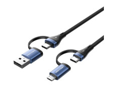 Cable USB Vention 2.0 Tipo USB-C/MicroUSB/M AZUL/NEGRO 1M