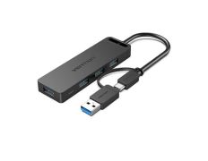 HUB VENTION GRIS USB-C PD 4 PUERTOS USB 4xUSB 1xUSB