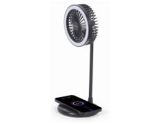 Ventilador Lámpara y Cargador Inalámbrico Gembird TA-WPC10-LEDFAN-01 Negro