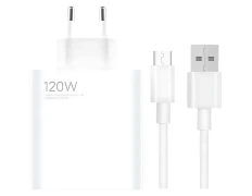 Cargador Rápido Xiaomi 120W HyperCharge Combo USB Tipo-A Blanco + Cable USB-C