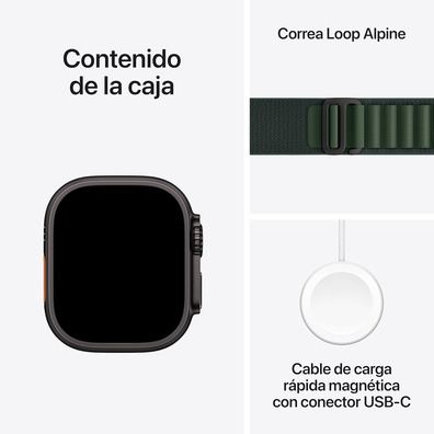Apple Watch Ultra 2 GPS Cellular 49mm Caja de Titanio Negro  Correa Loop Alpine Verde Oscuro M