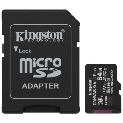 Tarjeta MicroSD Kingston CANVAS Select Plus 64GB XC con Adaptador - Clase 10