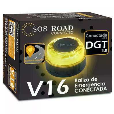 Baliza de Emergencia SOS Road Connected EL2024 V16 Homologada, Base imantada y Geolocalizable