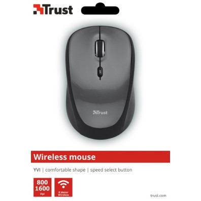 TRUST WIRELESS MOUSE  YVI - BLACK (SENSOR OPTICO DE 800 - 1.600 PPP REALES)