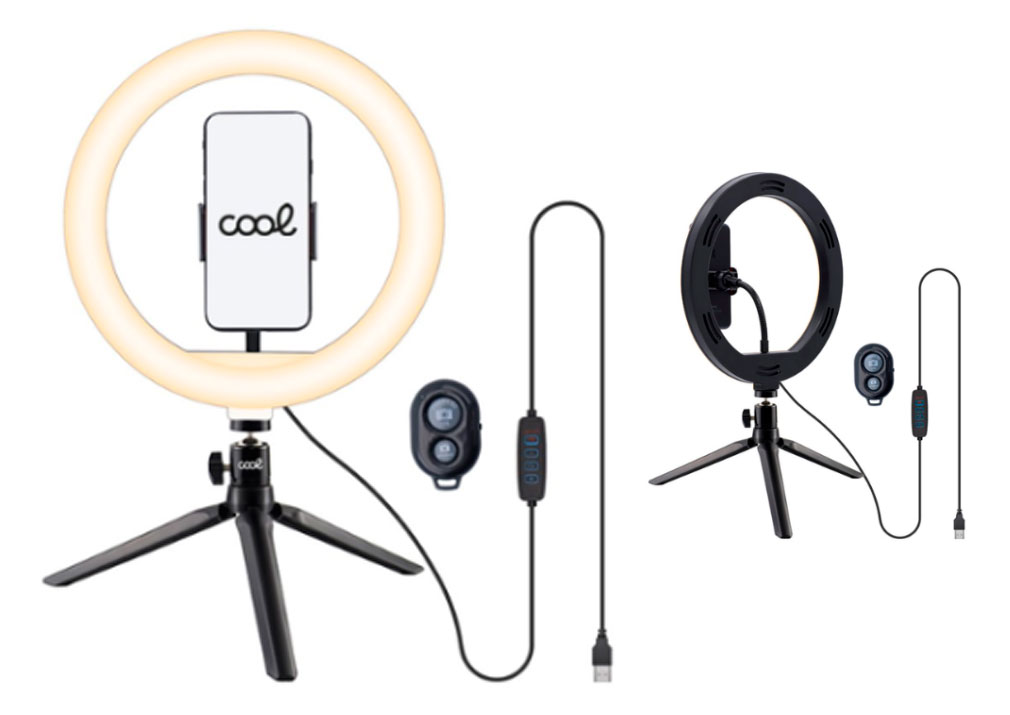 Soporte Aro luz Led + Mando Bluetooth Cool Soporte Aro luz Led + Mando Bluetooth Cool